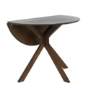 Round Walnut Drop Leaf Dining Table Set with 2 Beige Faux Leather Chairs - Seats 2 - Carson