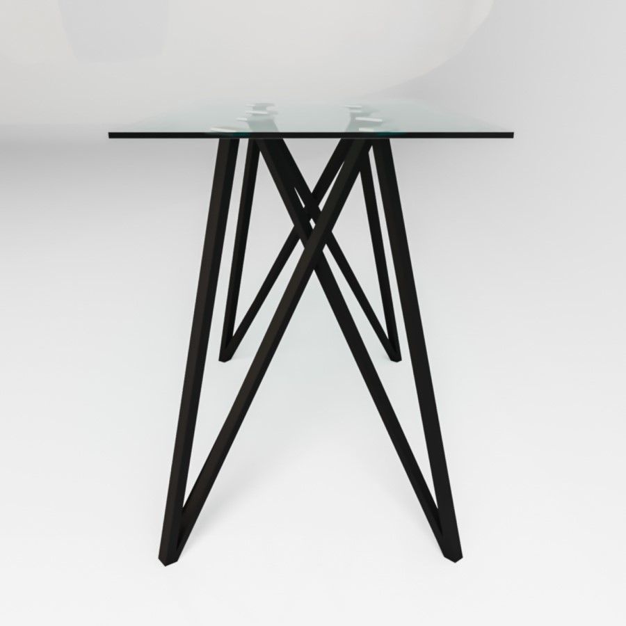 Small Glass Breakfast Bar Table with Black Metal Legs - Seats 4