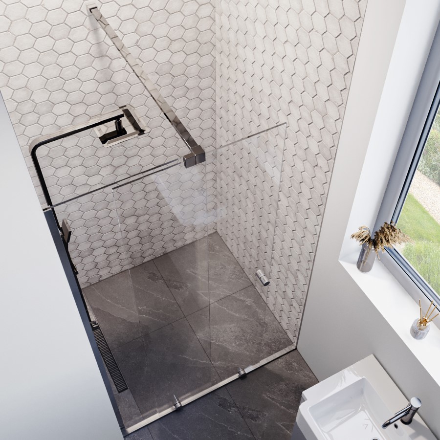 1400mm Chrome Frameless Sliding Door Shower Enclosure 8mm Glass + Wall Support Bar - Denver
