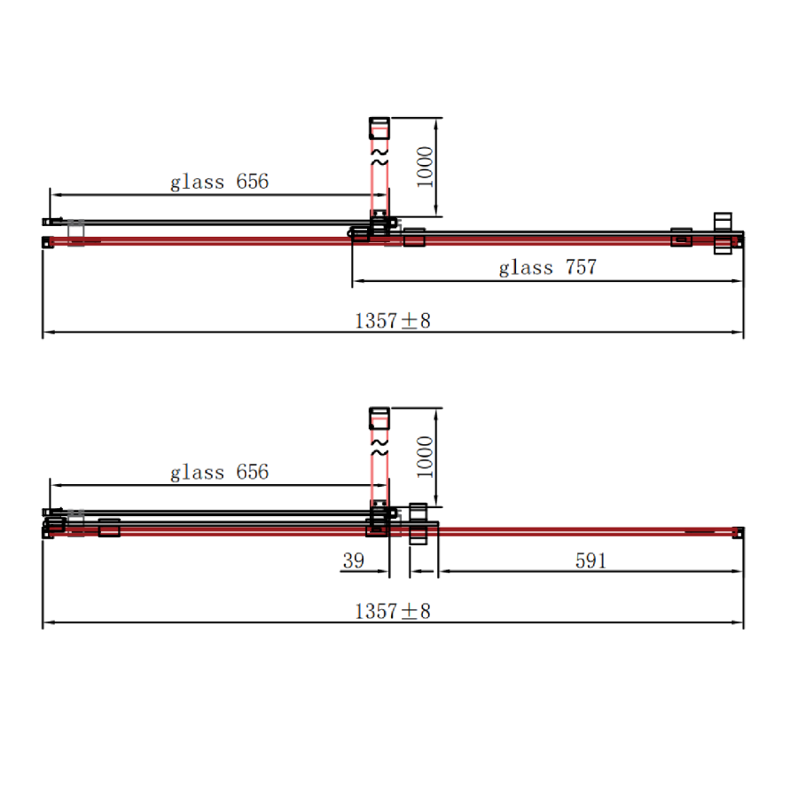 1400x800mm Chrome 8mm Glass Frameless Rectangular Sliding Shower Enclosure - Denver