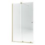 1400mm Brushed Brass Sliding Door Shower Enclosure + Wall Support Bar 8mm Glass - Denver