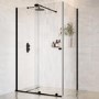 1400x800mm Black 8mm Glass Rectangular Frameless Sliding Shower Enclosure - Denver