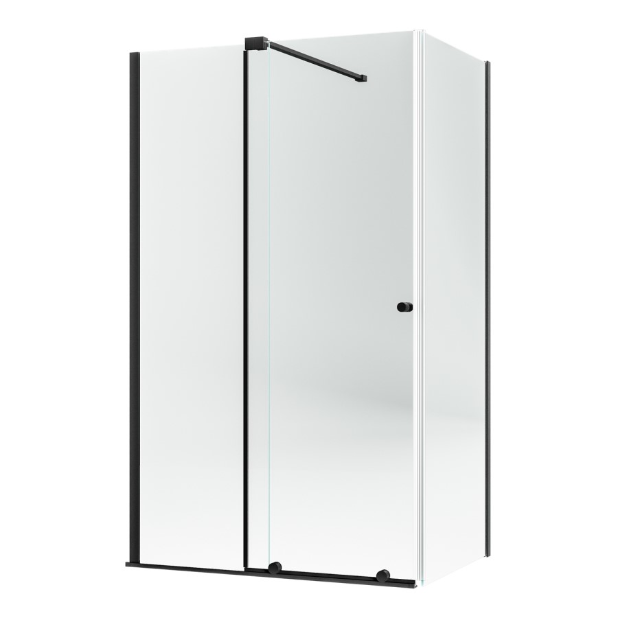 1400x800mm Black 8mm Glass Rectangular Frameless Sliding Shower Enclosure - Denver