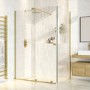 1400x800mm Brushed Brass 8mm Glass Frameless Rectangular Sliding Shower Enclosure - Denver