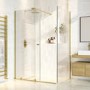 1400x800mm Brushed Brass 8mm Glass Frameless Rectangular Sliding Shower Enclosure - Denver