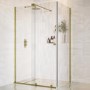 1400x800mm Brushed Brass 8mm Glass Frameless Rectangular Sliding Shower Enclosure - Denver