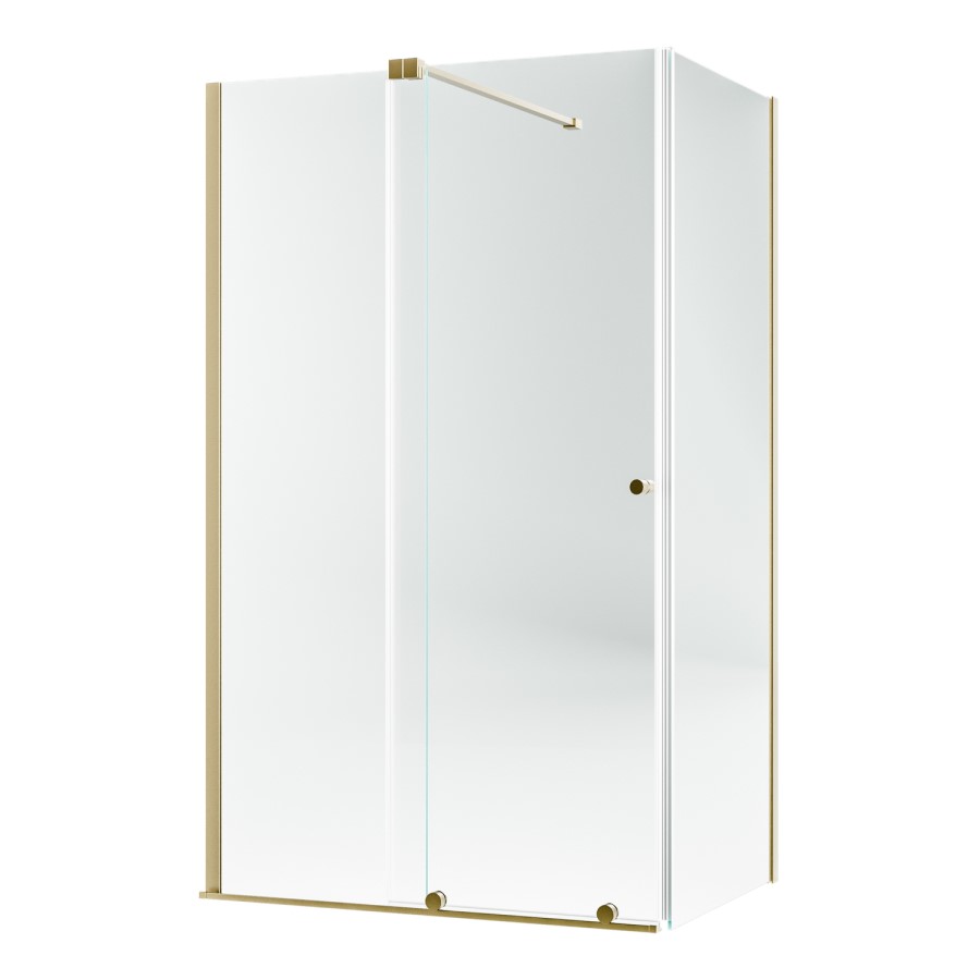 1400x900mm Brushed Brass 8mm Glass Frameless Rectangular Sliding Shower Enclosure - Denver