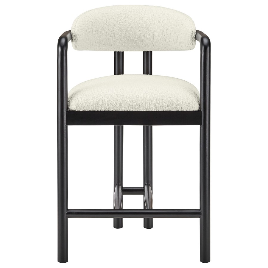 ALMOST PERFECT - Cream Textured Fabric Kitchen Stool with Black Solid Wood Legs - Darla