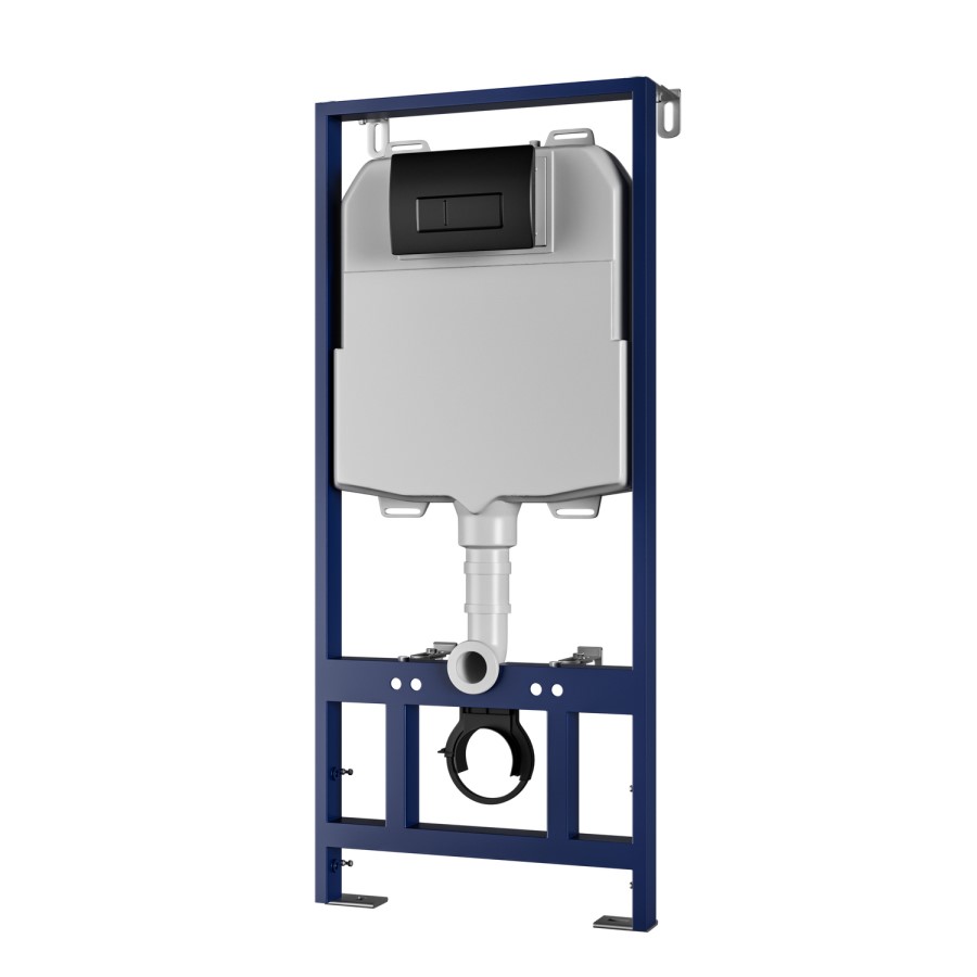 Wall Hung Toilet with Soft Close Seat, Gunmetal Flush Plate, 1168mm Frame & Cistern - Albi