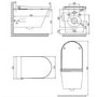 Wall Hung Smart Bidet Toilet with Gunmetal Flush Plate & 1168mm Frame & Cistern - Purificare 