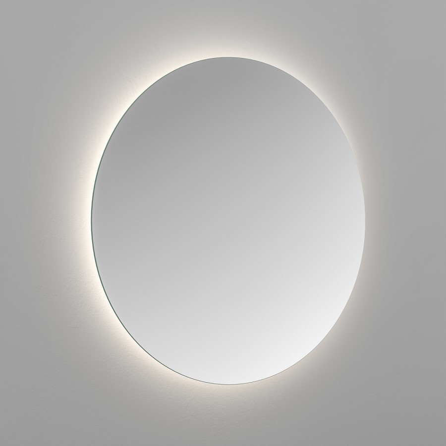 Round Backlit Wall Mirror with Battery Operated Lights 80cm- Elio