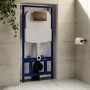 Wall Hung Toilet with Soft Close Toilet Seat, Brushed Bronze Flush Plate, 1168mm Frame & Cistern - Albi