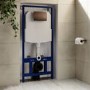 Wall Hung Toilet with Soft Close Toilet Seat, Brushed Bronze Pneumatic Flush Plate, 1168mm Frame & Cistern - Alcor