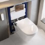 Wall Hung Smart Bidet Japanese Toilet with Heated Seat & Brushed Bronze Pneumatic Flush Plate, 820mm Frame & Cistern - Purificare