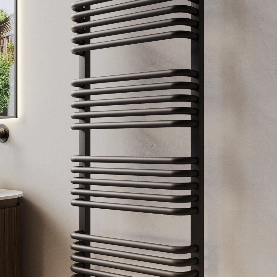 Black Curved Towel Radiator 1530 x 500mm – Ember