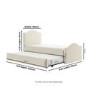 Cream Upholstered Single Guest Bed with Trundle and 1 Mattress - Elsie
