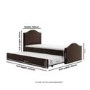 Brown Upholstered Single Guest Bed with Trundle and 1 Mattress - Elsie