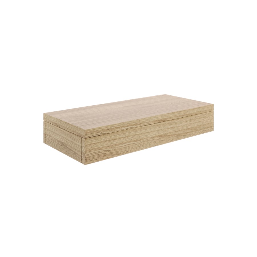 560mm Wood Effect Wall Hung Floating Vanity Shelf and White Basin - Evora
