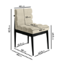 Set of 4 Black and Beige Upholstered Mid Century Sculpted Dining Chairs with Wooden Legs - Freja