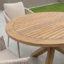 4 Seater Real Teak Round Garden Dining Set with Beige Rope Chairs
