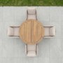 4 Seater Real Teak Round Garden Dining Set with Beige Rope Chairs