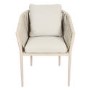4 Seater Real Teak Round Garden Dining Set with Beige Rope Chairs