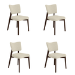 Set of 4 Beige Upholstered Dining Chairs with Walnut Legs - Greta