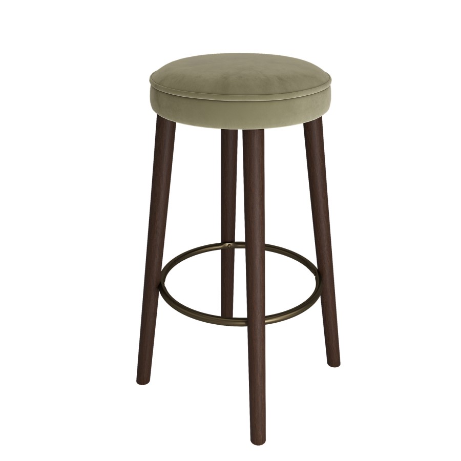 Sage Green Velvet Kitchen Counter Bar Stool with Walnut Legs - Gatsby