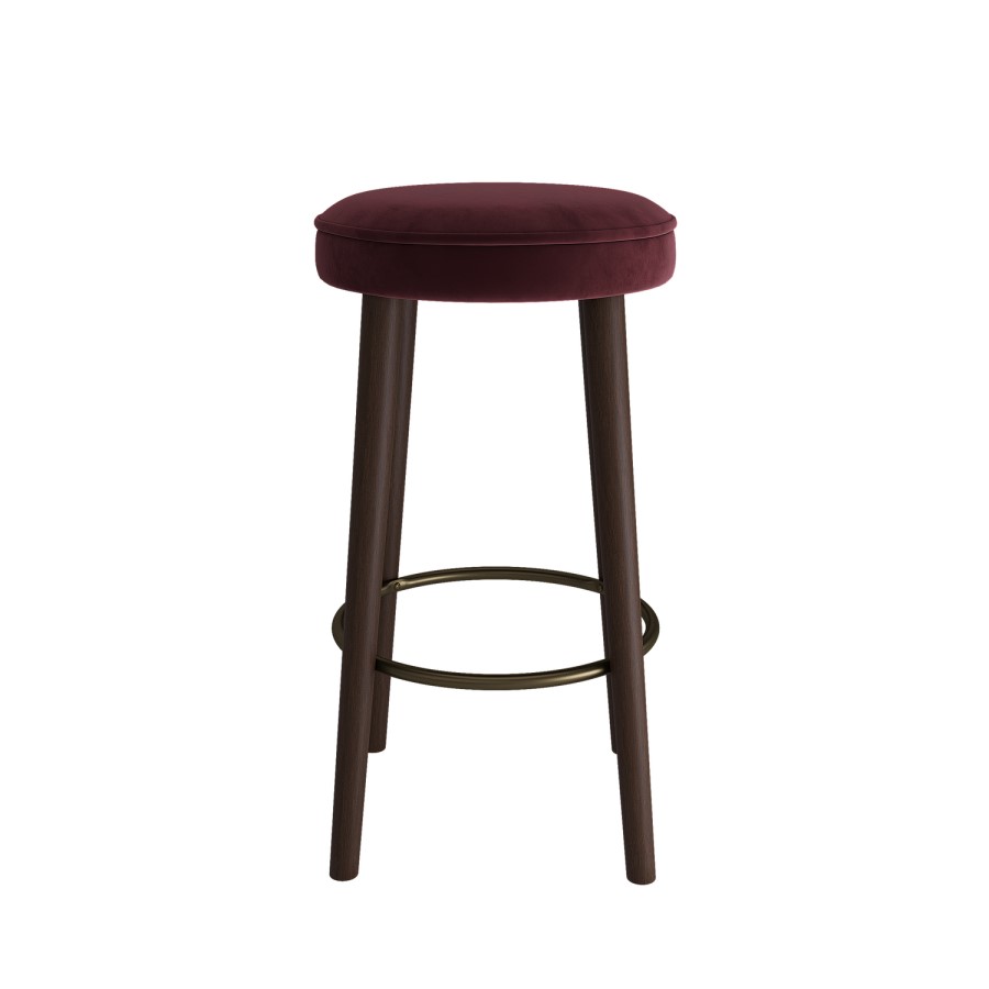 ONLY OPENED - Burgundy Velvet Kitchen Counter Bar Stool with Walnut Legs - Gatsby