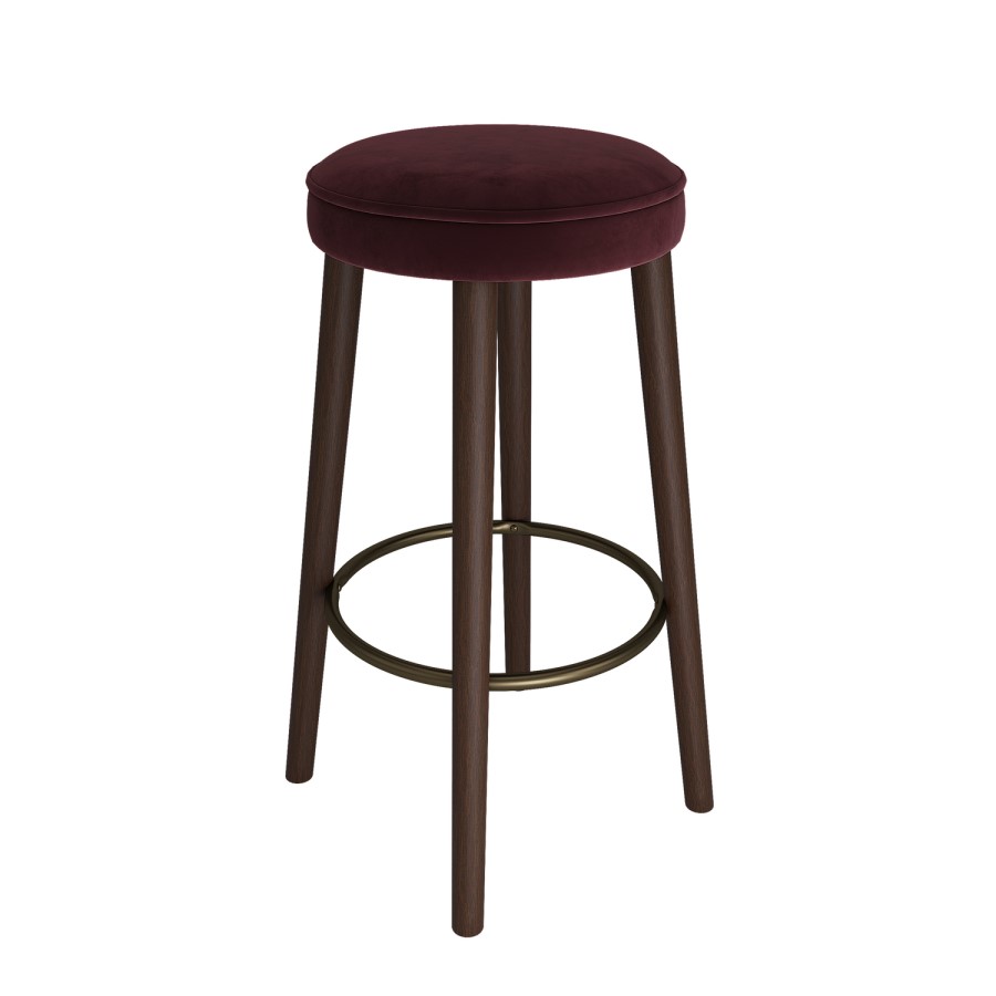ONLY OPENED - Burgundy Velvet Kitchen Counter Bar Stool with Walnut Legs - Gatsby