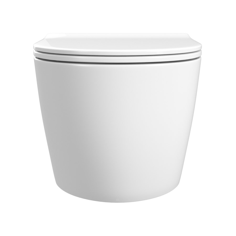 Back to Wall Toilet with White Glass Cabinet, Cistern & Pneumatic Dual Flush Button - Roma
