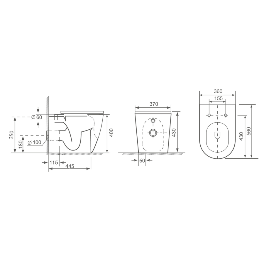 Back to Wall Toilet with White Glass Cabinet, Cistern & Pneumatic Dual Flush Button - Roma