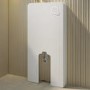 Black Back to Wall Toilet with White Glass Cabinet, Cistern & Pneumatic Dual Flush Button - Albi