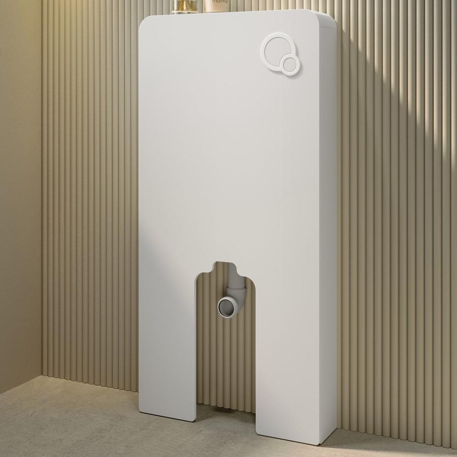 Black Back to Wall Toilet with White Glass Cabinet, Cistern & Pneumatic Dual Flush Button - Albi