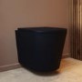 ONLY OPENED - Matt Black Wall Hung Rimless Short Projection Toilet with Soft Close Seat Verona