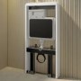 Wall Hung Toilet with White Glass Cabinet, Cistern & Pneumatic Dual Flush Button - Albi