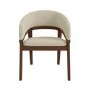 Set of 4 Walnut and Beige Upholstered Curved Dining Chairs - Owen