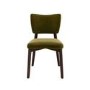 Round Walnut Dining Table Set with 4 Olive Green Velvet Curved Back Dining Chairs - Seats 4 - Hana