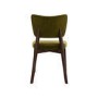 Round Walnut Dining Table Set with 4 Olive Green Velvet Curved Back Dining Chairs - Seats 4 - Hana