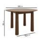 Round Walnut Dining Table Set with 4 Beige Upholstered Chairs - Seats 4 - Hana