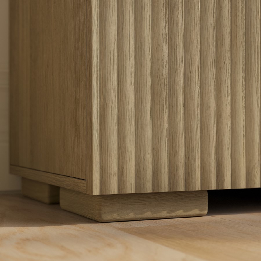 Multifunctional Oak Ribbed Floating TV Stand - TV's up to 75" - Hazel