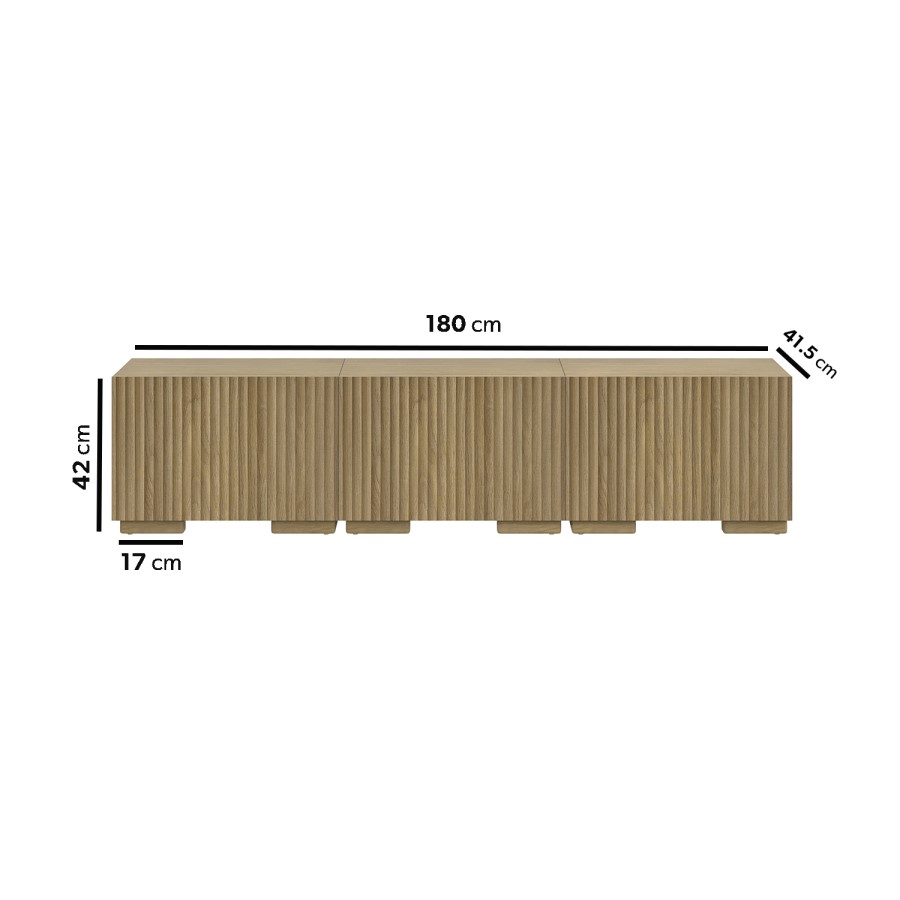 Multifunctional Oak Ribbed Floating TV Stand - TV's up to 75" - Hazel