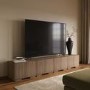 Multifunctional Large Walnut Ribbed Freestanding TV Stand with Storage - TV's up to 85" - Hazel