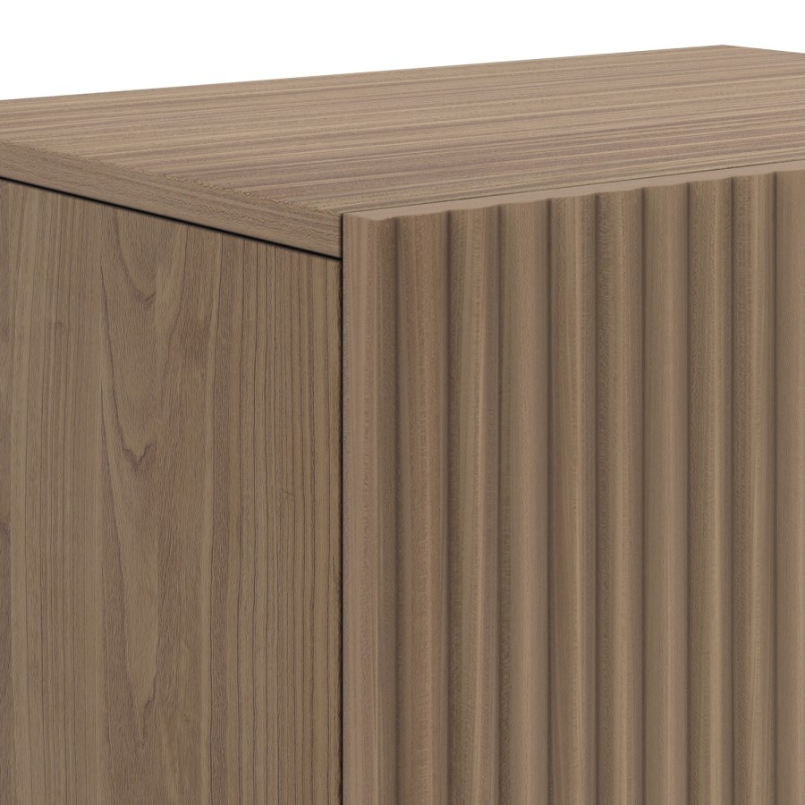 Multifunctional Walnut Ribbed Floating TV Stand - TV's up to 75" - Hazel