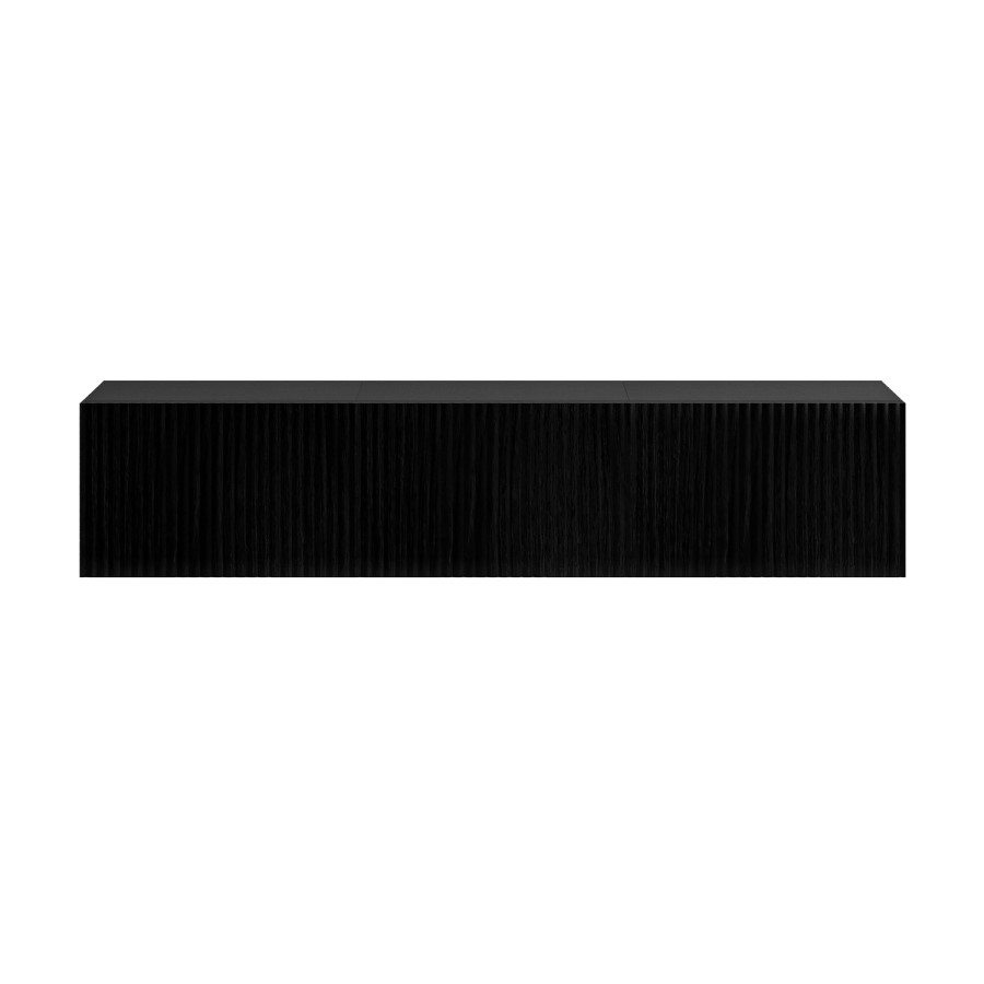 Multifunctional Black Ribbed Floating TV Stand - TV's up to 75" - Hazel