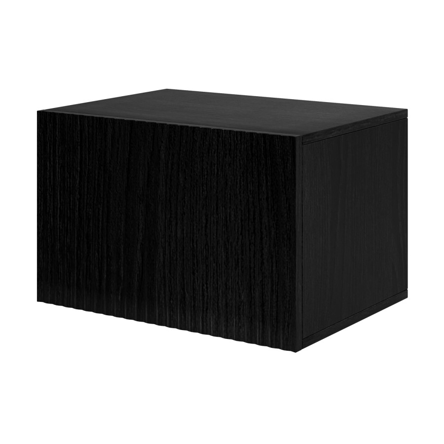 Multifunctional Small Black Ribbed Floating TV Stand - TV's up to 55" - Hazel