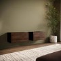Small Walnut Floating Wall Mounted TV Stand - TV's up to 55" - Hiro