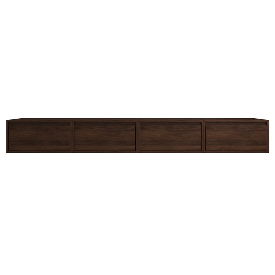 Large Walnut Floating Wall Mounted TV Stand - TV's up to 85" - Hiro