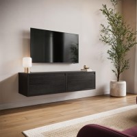 Small Black Floating Wall Mounted TV Stand - TV's up to 55" - Hiro