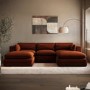 Burnt Orange Velvet 5 Seater U-Shape Sofa - Hudson